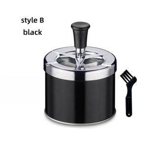 Creative metal ashtray for home use rotating ashtray with push-button frosted leather personalized and minimalist style.