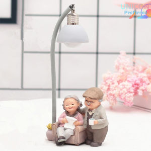 Romantic Old Couple Figurines Miniature Home Garden Decoration Happy Elderly Couple Figurine [COD][Ready Stock]