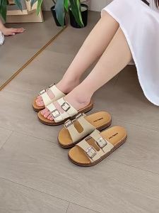 WomenS Summer Outdoor Slippers 2025 New Model Lazy Slip-On Soft Sole Fashionable Beach Flat Sandals For Women