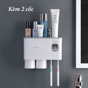 Kệ nhả kem đánh răng tự động đa năng kèm 1 đến 5 cốc - Kệ nhà tắm dán tường để dầu gội sữa tắm - Kệ để đồ dùng nhà tắm - Kệ treo bàn chải - kệ nhà vệ sinh