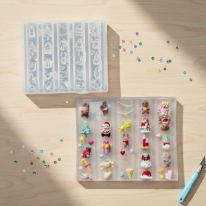 YILU 3D Christmas Silicone Nail Mold Santa Claus Gingerbread Snowman Nail Design DIY Manicure Template Tool For Nail Decoration