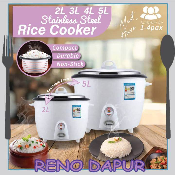 2L 3L 4L 5L Stainless Steel Rice Cooker Non-Stick Multipurpose Small