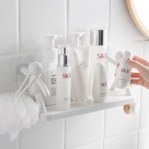 Wall Hanging Bathroom Human Hook Rack Floating Wall Ledge Plastic Organizer Shelf