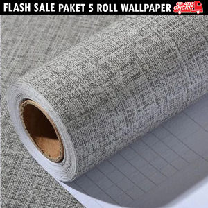 Paket 5 Roll Motif Polos Warna Tekstur Premium Putih Grey Abu Cream Coklat ukuran 45 cm x 4m