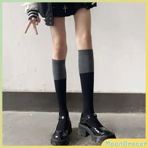 M.G  Knee High Socks Ladies Long Tube School Socks Black/Gray Color Girls JK Costumes