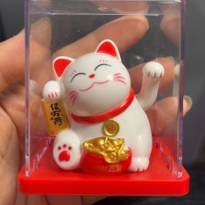 Patung Pajangan Kucing Hoki Keberuntungan Lucky Cat Rejeki Maneki Neko Maneko Neki Tangan Goyang