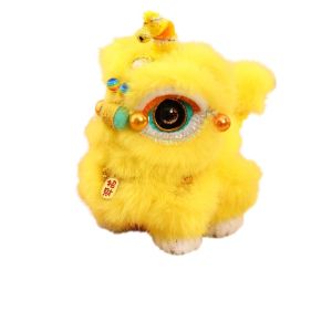 GOXBERK Handmade Lion Dance Plush Toy Cute Traditional Chinese New Year Decoration Cultural Heritage Soft Plush Awakened Lion Doll Car Decoration