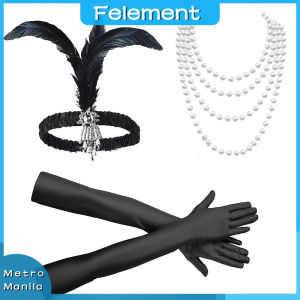 3pcs/Set Flapper Girl Gatsby Costume Kit For Fancy Dress Party Necklace+Flapper Headband+Gloves