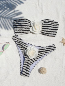 Áo Tắm Bikini Kiểu Mới Ngoại Thương 2023 Áo Tắm Nữ Bộ Ba Mảnh Vải Sóng Biển Gợi Cảm Thắt Dây Áo Tắm Bikini