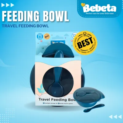 Bebeta Feeding Dish Bowl with Lid and Easy Grip Spoon-Blue