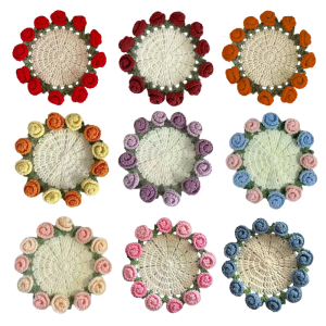 Tự làm Crochet Bộ dụng cụ hoa Coaster Crochet Bộ dụng cụ Bó hoa hồng Coaster Crochet Bộ dụng cụ Khởi động Crochet Coaster Bộ dụng cụ cho crafting