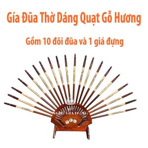 Bộ giá đũa dáng quạt trang trí gian thờ đẹp 10 đôi đũa