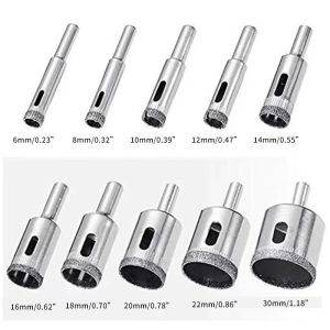 10PCS Set Mata Bor Diamond Coated Granit 6mm-30mm Porselen Diamond Hss Holesaw Pelubang Keramik