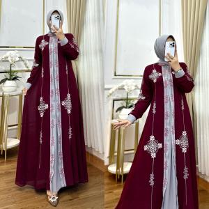 Dress Terbaru Lebaran 2025 Wanita Muslim Set Hijab Import Premium Kondangan Pesta