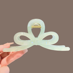 Korean Premium Mermaid Princess Iridescent Bow Large Hair Claw Clip Women Back Head Bun Shark Clip Ponytail Hairpin Hair Accessories for Women Girls