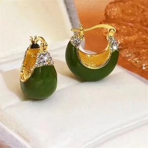 Salime 1Pair Korean Trendy Green Drip Oil Zircon Earrings For Women Simple Irregular Geometric Dangle Earring Party Personality Jewelry