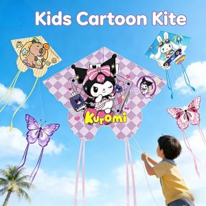 Kuromi Capybara Long Tail Kite 50m Line Outdoor Flying Toy for Kids Flaying Toy Park & Beach Play