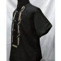 Miyaki MENS POLO BARONG (DR#36) Half Button Black. 