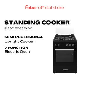 Faber Free Standing Shiny Black Cooker With Oven (Duel Fuel) Fisso 5583e/BK 50L Periuk
