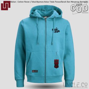 COD Hoodie Zipper Sweater Pria Warna Tosca Sablon No Fun Size M Sampai XXL