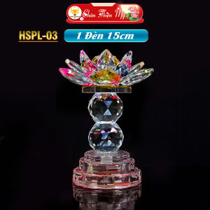 Đèn Thờ Hoa Sen Pha Lê CHÂN THIỆN MỸ Trang Trí Bàn Thờ Thần Tài Thổ Địa HSPL-03