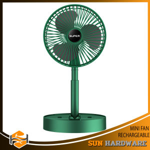 SUN HARDWARE Folding Fan with USB charging Small 2000mAH retractable Stretch Height Foldable on the Table Standing Quiet Operation 3-speed For Outdoor