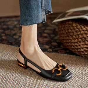 34-43 Large size Women Korean Fashion Flat Sandals Retro Buckle Comfort Shoes