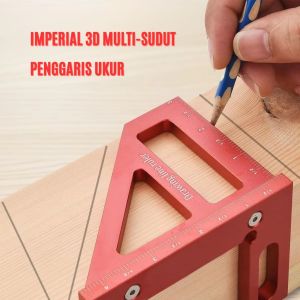 Penggaris Kayu Sudut Siku 45 90 Derajat Skala Metrik Multifungsi Aluminium Multi Angle Pertukangan