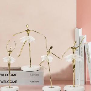 xpkQ Luxury Art Sculptures Ballet Modern Copper Sculpture Design Desk Creative Figurines Nordic Gift Aesthetic Figurines Home Decor T6H1N