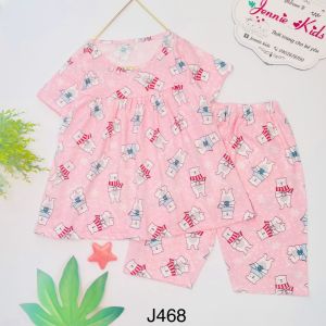 Đồ bộ bé gái bộ bé gái ngắn tay size đại baby doll vải cotton xuất Jennie kids J468