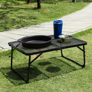 Multifunctional Folding Mesh Table Iron Camping Table Steel Mesh Table Outdoor Portable Shelf Mesh Meja Khemah Lipat