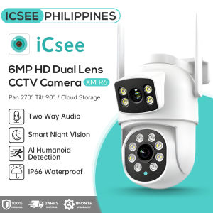 ICSEE XM R6 Dual lens cctv camera Camera Power Cord outdoor Waterproof Wifi Camera Surveillance PTZ 6MP HD night vision dual lens cctv camera