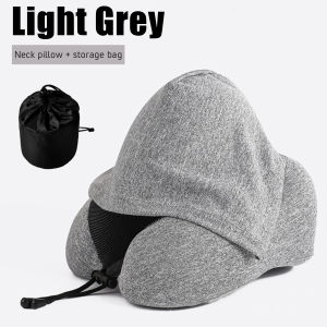 Travel pillow Hooded Neck Pillow Premium Bantal Leher U-Shape Foldable Pillow Bantal Mobil