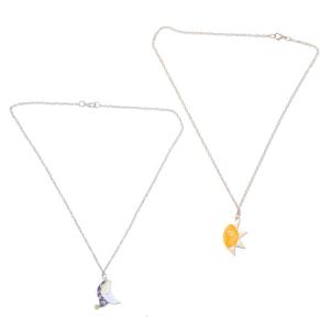 Set of 2 Elegant Alloy Sun and Moon Pendant Necklace Set Friendship Necklaces for Lovers Suitable for Special Occasions