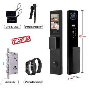 3 Year Warranty Smart lock with camera 3D Face unlock Tuya Wifi Smart door Lock Smart Lock with HD Camera Biometric Fingerprint Lock with Doorbell Password Key IC Card APP Electronic Door Lock Main door lock for Home Hotel office
