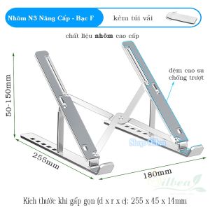 Giá Đỡ Laptop Để Bàn Dễ Dàng Gấp Gọn Hợp Kim Nhôm Cao Cấp Kèm Túi Vải Bảo Hành 12 Tháng