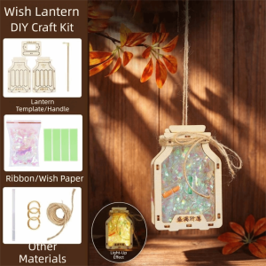 Minoa lantern mid autumn 灯笼中秋节 Glowing Wishing Bottle DIY Traditional Handmade Mid Autumn Craft Wooden Lantern Kit Exquisite Chinese Star Lamp Moon Festival