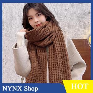 [NYNX] Women Winter Scarf New Korean Woolen Scarf Lovers Men And Women Thicken Warm Students Solid Color Knitted Scarves Bib