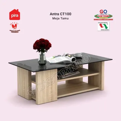 PIRA - Meja tamu Antra CT 100 Minimalis Modern Kokoh Top Kaca Rangka Halus Anggun
