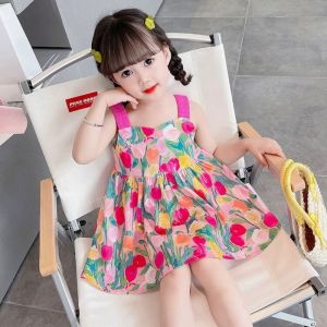 NOBLELUX Floral Baby Girls Beach Dresses Strapless Tulip Gown Dress Princess Style Soft Girls Clothing Summer