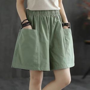 YOLO Cotton Wide Leg Shorts For Women In Summer Oversized Casual And Loose Fitting For Students Straight Tube Workwear Pants For Women Slim And Versatile