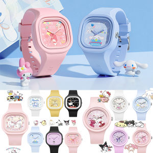 Sanrio Cartoon Watch Kids Waterproof Watch Silicone Material Square Watch Kulomi / Melody / KT Cat / Cinnamon Dog/Pudin Dog Student Quartz Watch for Kids Watch Gift