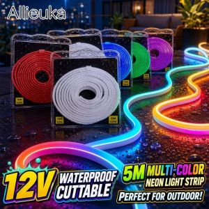 Waterproof Led Neon Strip Light 12v Flexible Silicone Rope 5m Cuttable 2835 120 Leds