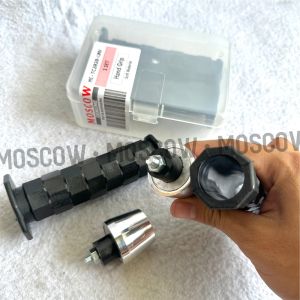HANDGRIP GRIP OKTAGON SET KIRI KANAN HITAM MOSCOW + JALU STANG PCX CHROME BANDUL STANG PCX HANFAT GAS MOTOR BEAT SCOOPY VARIO NMAX PCX GODD QUALITY MOSCOW UNIVERSAL SEMUA MOTOR
