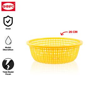 SHINPO Bakul Bulat Plastik Ukuran M Evergreen Fruit Vegetable Basket Bakul Saringan SPO-SIP-831-M