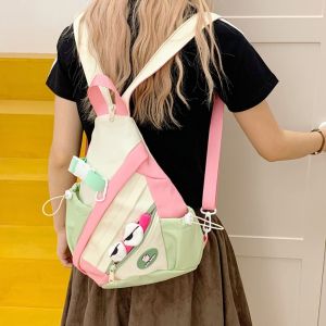 HEFEI Color Crayon Shin-chan Backpack Crossbody Bag Casual Shoulder Bag Sweet Knapsack Nylon Chest Pack Girls