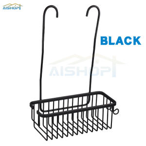 [SG Seller]Space Aluminum No-Drill Shower Caddy Basket Wall-Mounted Hanging Shelf Hanging Shower Basket with Hooks