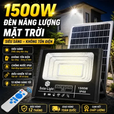 BẢO HÀNH 2 NĂM DÂY 5M - Đèn năng lượng mặt trời ngoài sân và trong nhà 1500W siêu sáng 15000mAhĐèn pha Led năng lượng mặt trời pha 500W Solar Chip Led Siêu Sáng chống nước