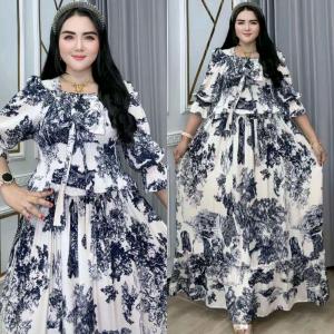 Baju Wanita Semok Pita Jesula Katun Rayon – Dress Lengan 7/8 Pita Depan Bawah Rempel