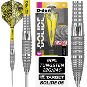 TARGET STEEL TIP DARTS - 22G/24G BOLIDE 05 (SWISS) SP 90% TUNGSTEN DART SET ORIGINAL STEEL DART